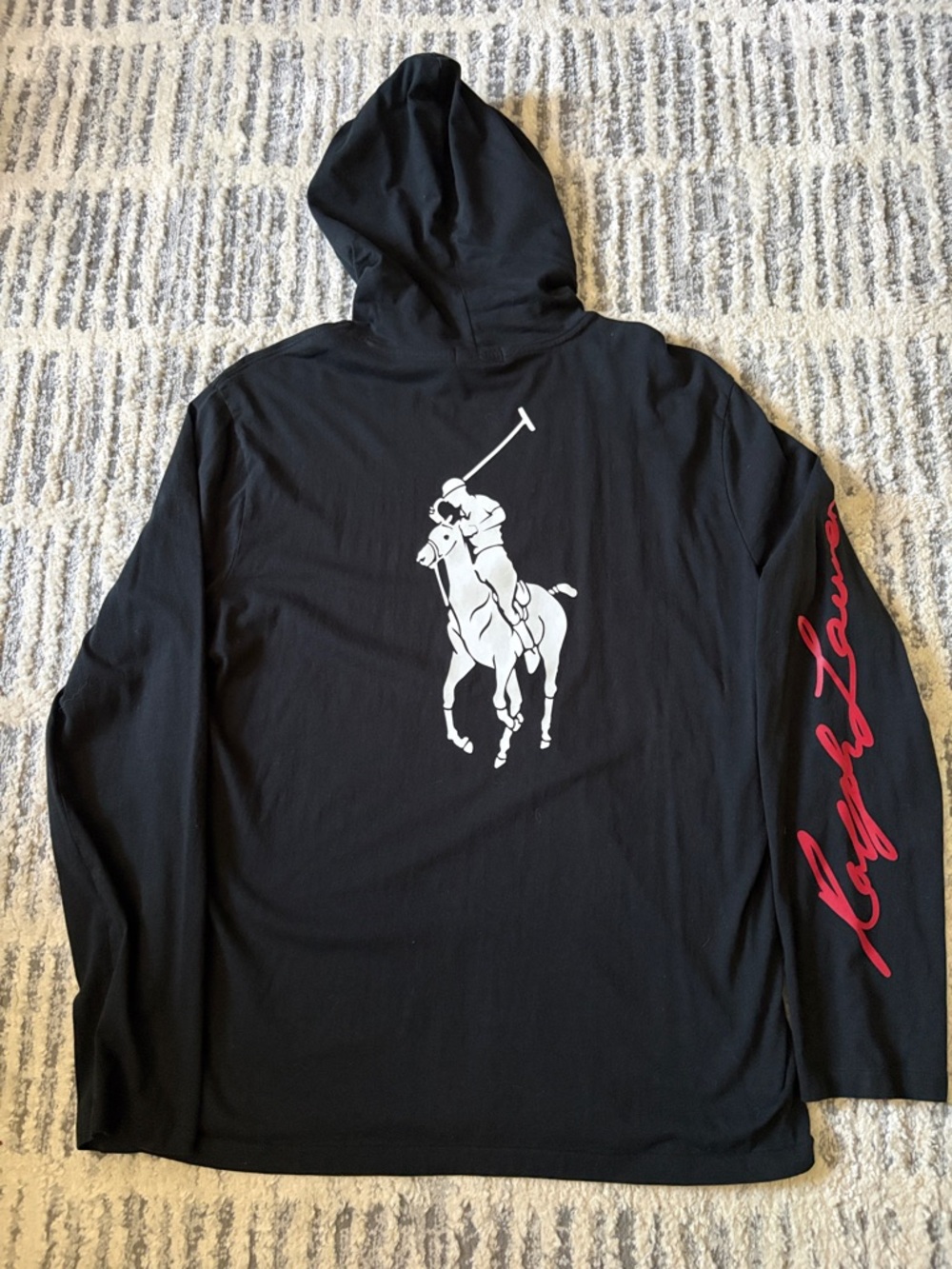 Ralph Lauren Men's Hooded Long-Sleeve Polo Shirt-Large